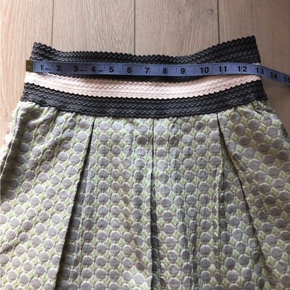 Anthropologie Maeve Seren Skirt Polka Dot in Mint Green & Grey Size S - Picture 7 of 12